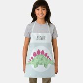男の子かわいい緑のステゴサウルス恐竜の子供 エプロン (インサイチュ)
