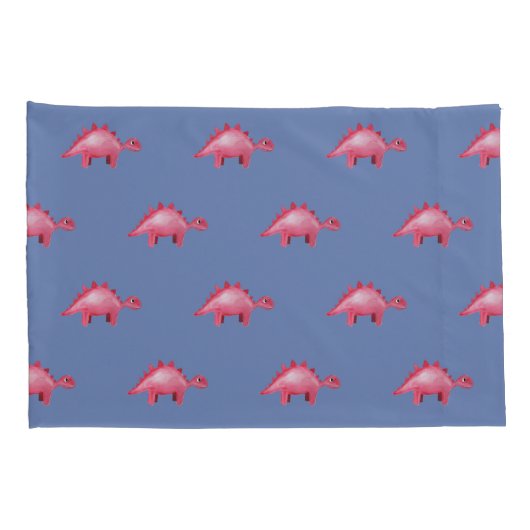 男の子かわいい赤い水色の恐竜と名前キッズ 枕カバー (裏面-右)