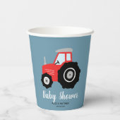 男の子かわいい赤素朴トラクター赤ちゃんシャワー 紙コップ (裏面)
