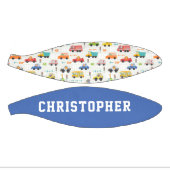 男の子かわいい輸送車のパタパーソナライズされたーン名 ミニバスケットボール (パネル)