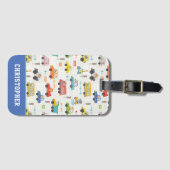 男の子かわいい輸送車のパタパーソナライズされたーン名 ラゲッジタグ (正面横)