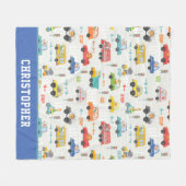 男の子かわいい輸送車の名前 フリースブランケット (正面(横))