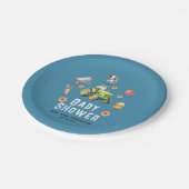 男の子かわいい農場動物と赤トラクター赤ちゃんシャワー ペーパープレート (アングル)