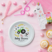 男の子かわいい農場動物グリーントラクターベビーブシャワーP ペーパープレート (パーティー)