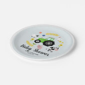 男の子かわいい農場動物グリーントラクターベビーブシャワーP ペーパープレート (アングル)