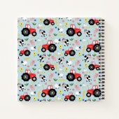 男の子かわいい農場動物トラクターパターンモノグラム ノートブック (裏面)