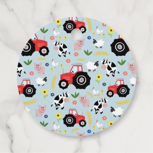 男の子かわいい農場動物トラクターベビーブシャワー フェイバータグ (裏面)