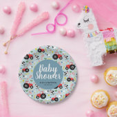 男の子かわいい農場動物トラクターベビーブシャワー ペーパープレート (パーティー)