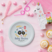 男の子かわいい農場動物&ブルートラクターベビーシャワー ペーパープレート (パーティー)