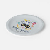 男の子かわいい農場動物&ブルートラクターベビーシャワー ペーパープレート (アングル)