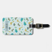 男の子かわいい青い恐竜のパターン名キッズ ラゲッジタグ (正面横)