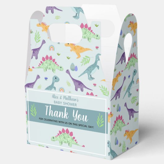 男の子かわいい青い恐竜Tレックス赤ちゃんシャワー フェイバーボックス (オープン)