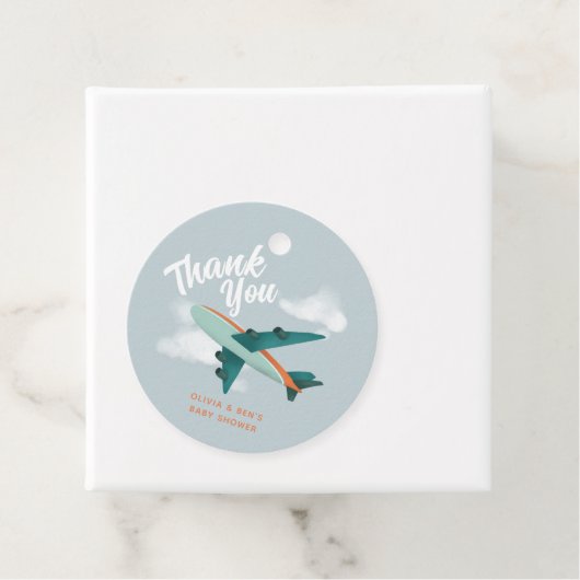 男の子かわいい青い赤ちゃんシャワー飛行機 フェイバータグ (インサイチュ)