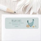 男の子かわいい青い農場チキンベイビーシャワー ラベル (インサイチュ)