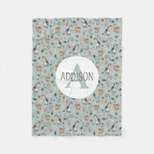 男の子かわいい青ジャングルモノグラムキッズ