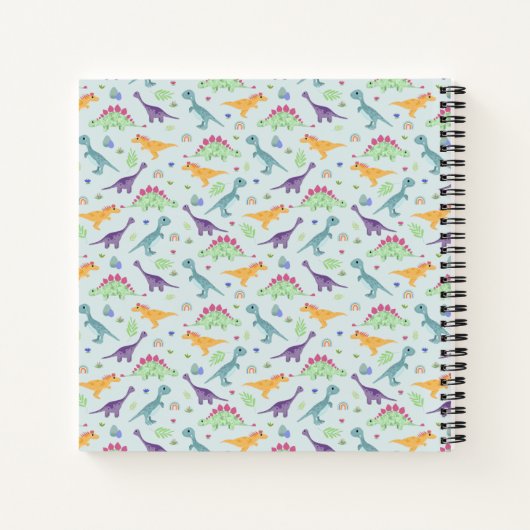 男の子かわいい青ステゴサウルス恐竜の子供 ノートブック (裏面)