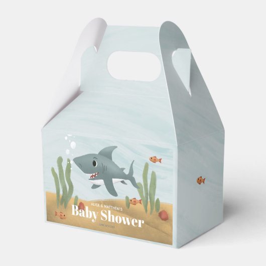 男の子かわいい青海シーシャーク魚の赤ちゃんシャワー フェイバーボックス (裏面サイド)