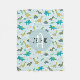 男の子かわいい青Tレックスジャングル恐竜パターン子供 フリースブランケット