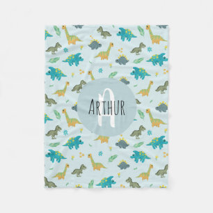 男の子かわいい青Tレックスジャングル恐竜パターン子供 フリースブランケット