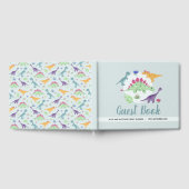 男の子かわいい青Tレックス恐竜の赤ちゃんシャワー ゲストブック (全面)