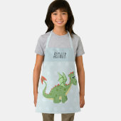 男の子かわいい魔法の緑のドラゴンキッズ エプロン (インサイチュ)