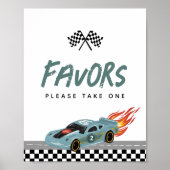 男の子かわいい2速い2番目の誕生日の車の好意サイン ポスター (正面)