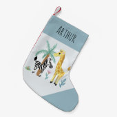 男の子かわいい&おもしろいサファリ動物ジャングルキッズ スモールクリスマスストッキング (正面 (吊り時))