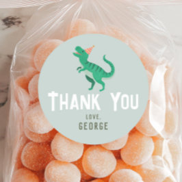 男の子かわいいTレックス恐竜の子供の誕生日の好意 ラウンドシール