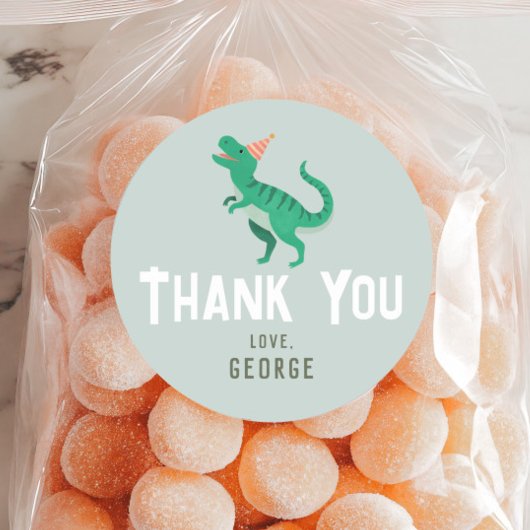 男の子かわいいTレックス恐竜の子供の誕生日の好意 ラウンドシール