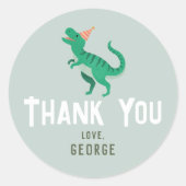 男の子かわいいTレックス恐竜の子供の誕生日の好意 ラウンドシール (正面)