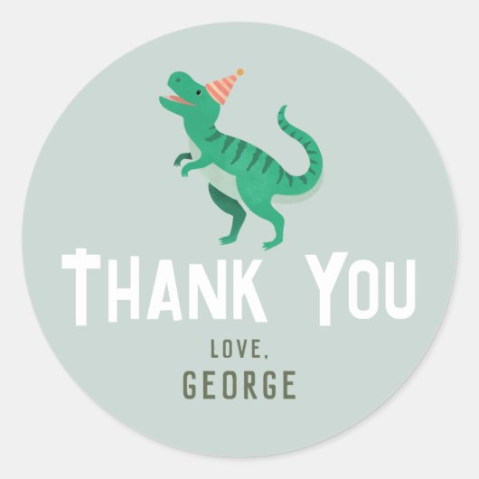 男の子かわいいTレックス恐竜の子供の誕生日の好意 ラウンドシール (正面)