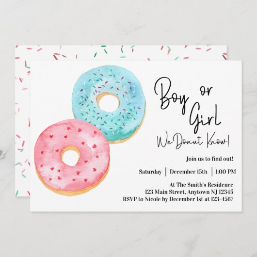 男の子か女の子か我々は知っている！性別の表示 招待状 (正面/裏面)