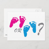 男の子か女の子か？性別で明かすパーティー インビテーションポストカード (正面/裏面)