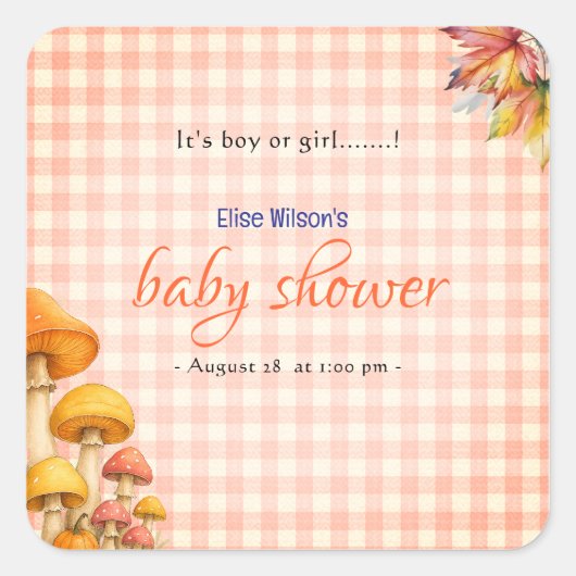 男の子か女の子のおとぎ話の赤ちゃんシャワー スクエアシール (正面)