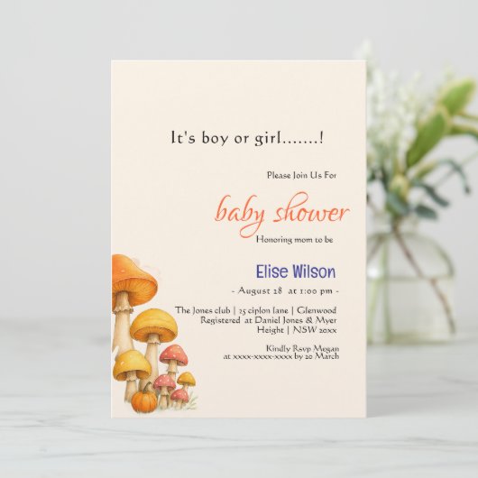 男の子か女の子のおとぎ話の赤ちゃんシャワー 招待状 (スタンド正面)