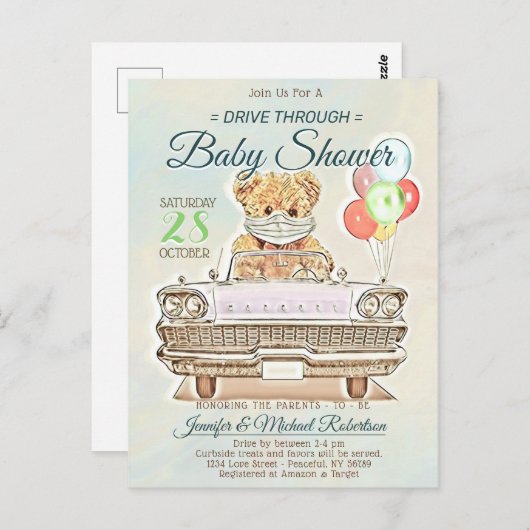 男の子か女の子のためのベビーシャワーを通る ポストカード (正面/裏面)