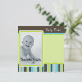 男の子か女の子のストライプ 招待状 (スタンド正面)
