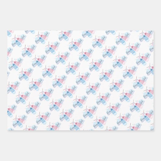 男の子か女の子のベビーシャワー ラッピングペーパーシート (正面2)