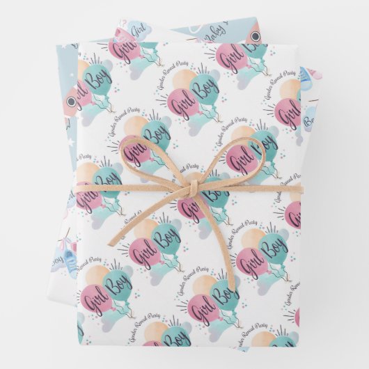 男の子か女の子のベビーシャワー ラッピングペーパーシート (インサイチュ)