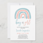 男の子か女の子の性別が虹のシャワーを浴びる 招待状 (正面)