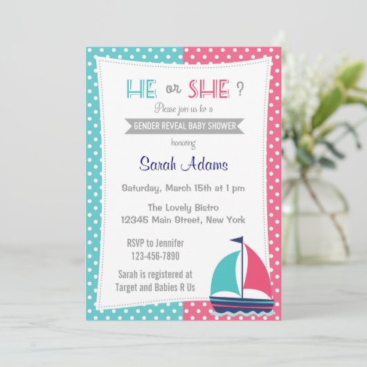 男の子か女の子の性別を示すパーティの招待状 招待状 (スタンド正面)