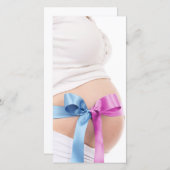 男の子か女の子の期待--妊娠した腹メッセージカード 案内状 (正面/裏面)