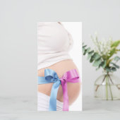 男の子か女の子の期待--妊娠した腹メッセージカード 案内状 (スタンド正面)