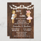 男の子か女の子の赤ちゃんのシャワーを男の子か女の子の女の子に公開 招待状 (正面/裏面)