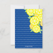 男の子か女の子、どんな年齢のレモネード誕生パーティーブルー 招待状 (裏面)