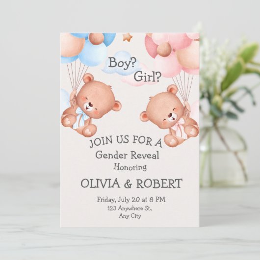 男の子か女の子。性別の表示/赤ちゃんシャワー 招待状 (スタンド正面)