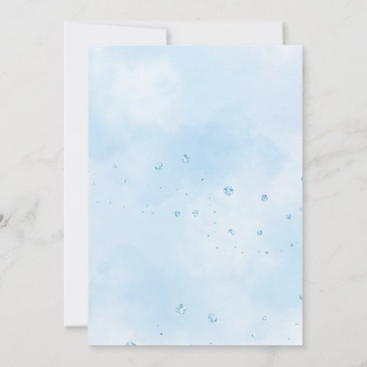 男の子がコビデの赤ちゃんシャワートラックを運転する 招待状 (裏面)