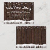 男の子がブックカードを持ち素朴込むスノーフレーク エンクロージャーカード (正面/裏面)