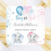 男の子が女の子の青いピンクのグリッター象を暴く スクエアシール