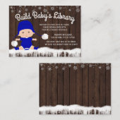 男の子が本を持ってくる赤ちゃんシャワーカード エンクロージャーカード (正面/裏面)